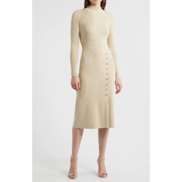 Elie Tahari Chaya Metallic Rib Maxi Dress Gold Lurex Small New With Tags